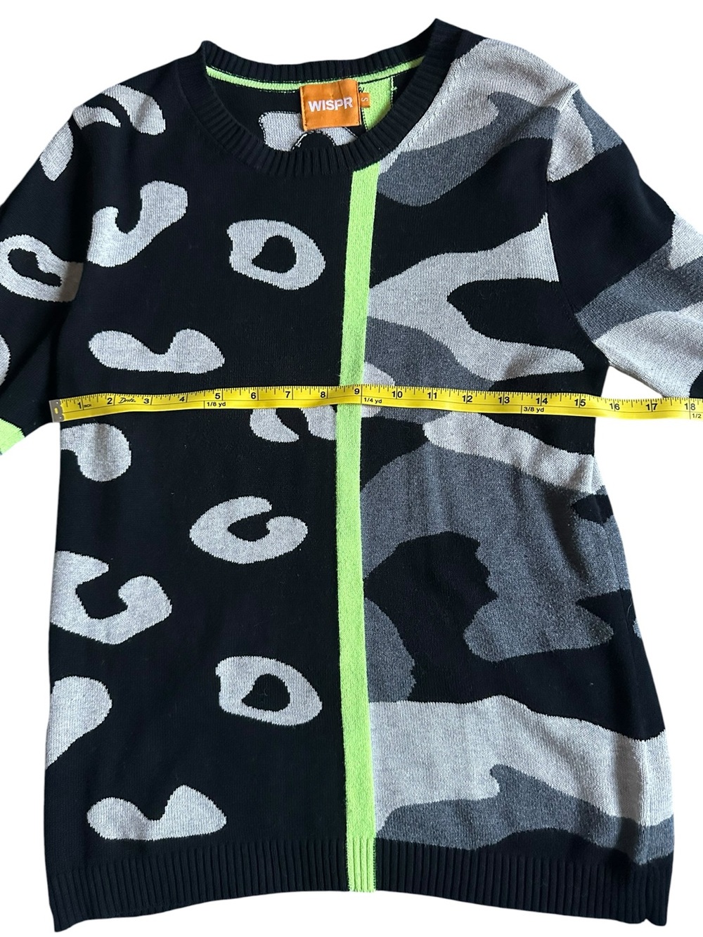 WISPR by Brodie Cashmere Black, Gray & Neon Green Leopard-Print Crewneck Sweater - Picture 5 of 7